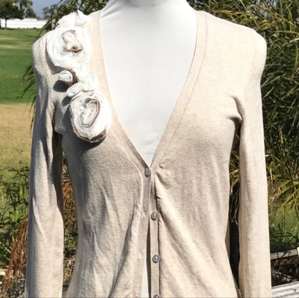Daisy Fuentes Oatmeal Cream Button Front Cardigan Sweater XL
